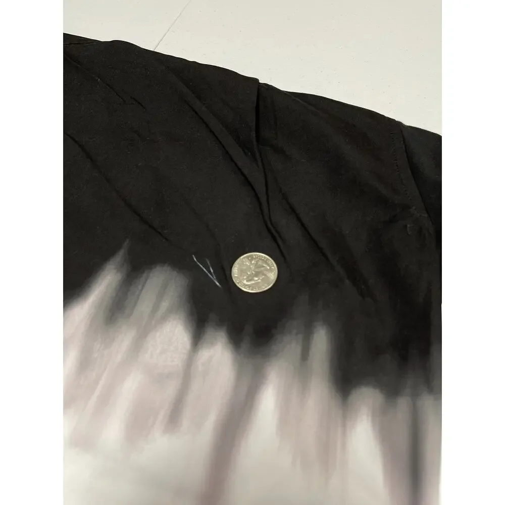 Sik Silk Shirt Mens Small Button Up Color Block Black Contrast Cotton N76